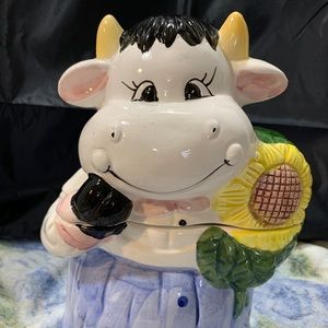 Vintage cow sunflower country Cookie Jar